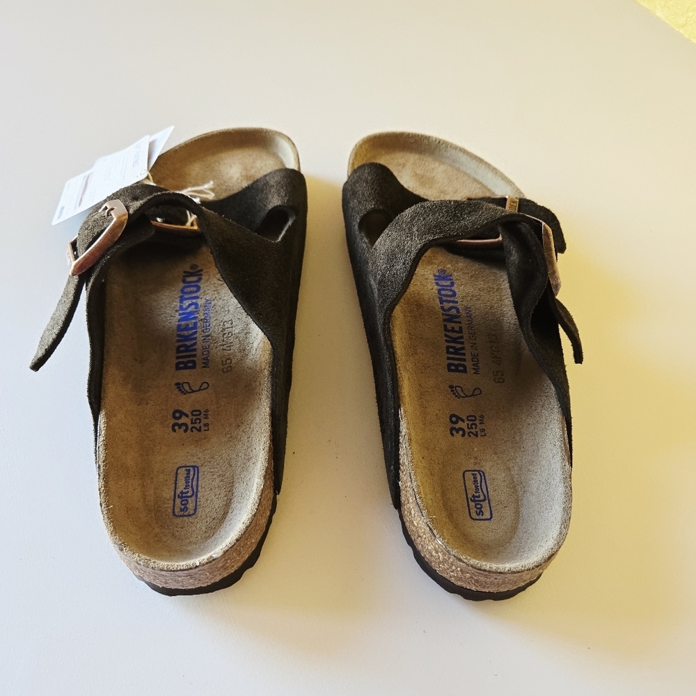 Birkenstock Arizona Mocha Suede Leather Soft Footbed Women's Casual Sandals Sz 8 - Picture 11 of 12
